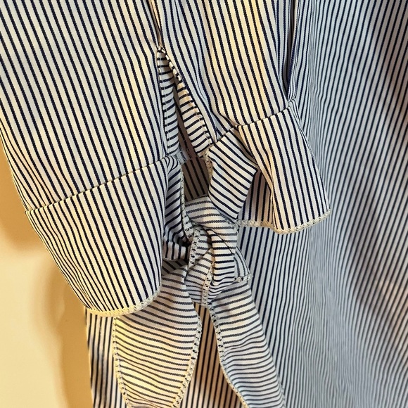 Molly Bracken Blue Striped Mock Button-Down Tunic Top Size M - Picture 3 of 6